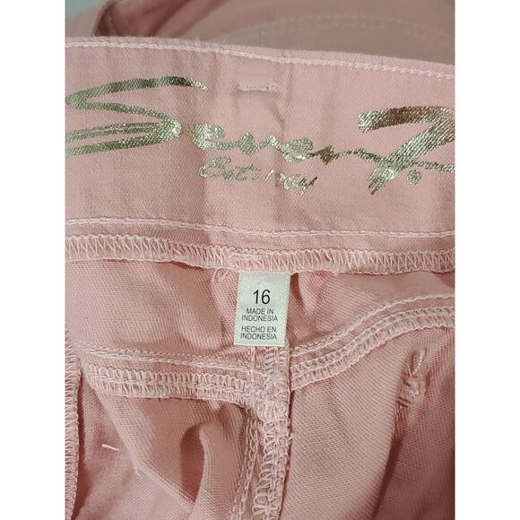 Seven7 Jeans Peachy Pink Crop Wide Leg Pants Size 16 Belted Button Zip Closure - Picture 10 of 10